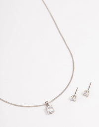 Rhodium Earrings & Necklace Gift Box - link has visual effect only