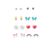 Kids 8-Pack Unicorn Rainbow Stud Earrings - link has visual effect only