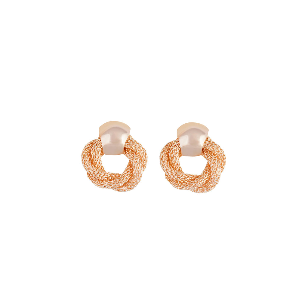 Rose Gold Twisted Chain Circle Earrings