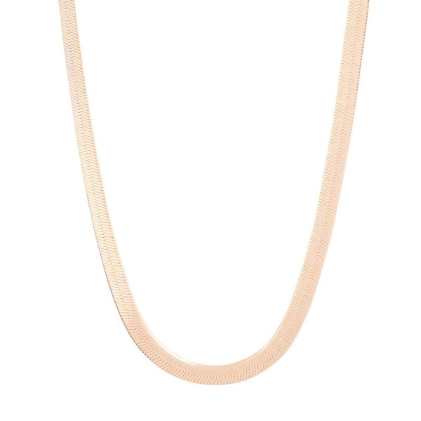 Gold Flat Omega Ribbed Chain Necklace