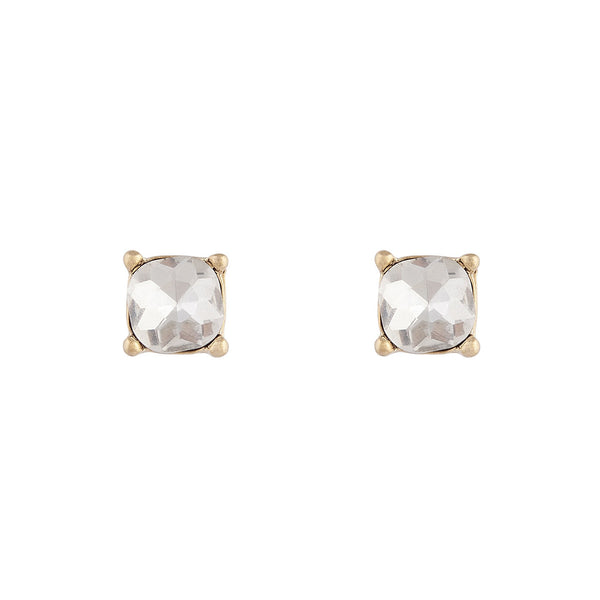 Square Diamante Set Stud Earrings