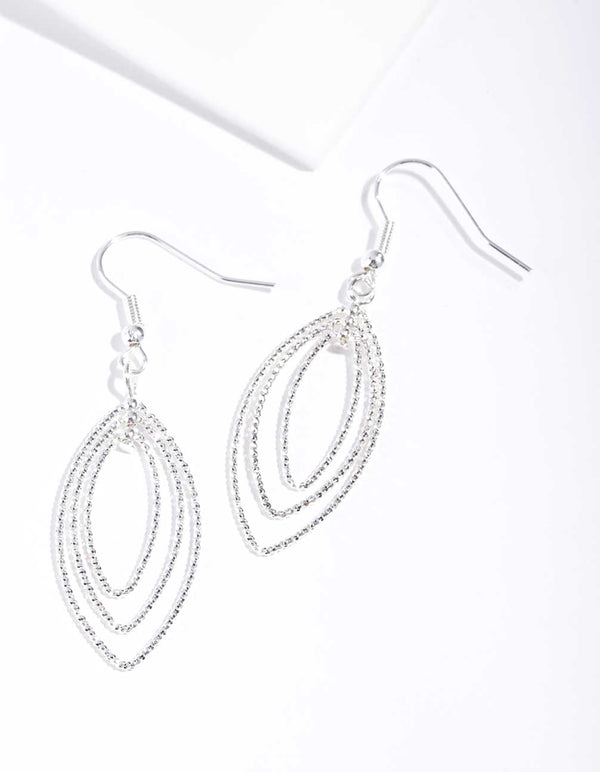 Silver Textured Layered Geo Earrings