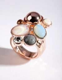 Rose Gold Multi Stone Irregular Ring - link has visual effect only