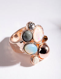 Rose Gold Multi Stone Irregular Ring - link has visual effect only