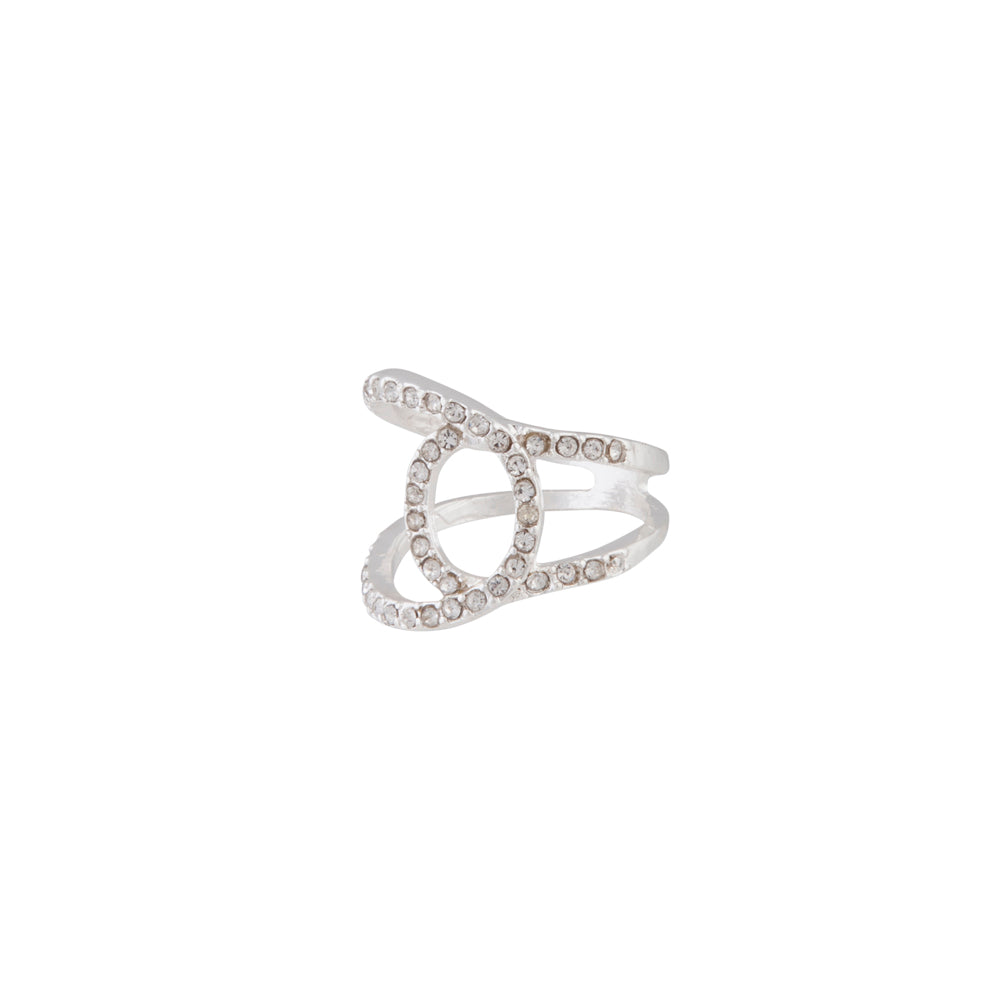 Silver Looped Diamante Ring