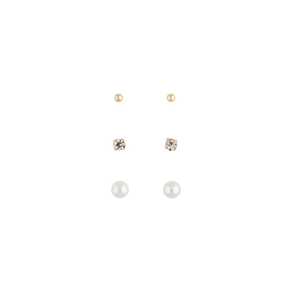 Gold Pearl Mini Diamante Earring Pack
