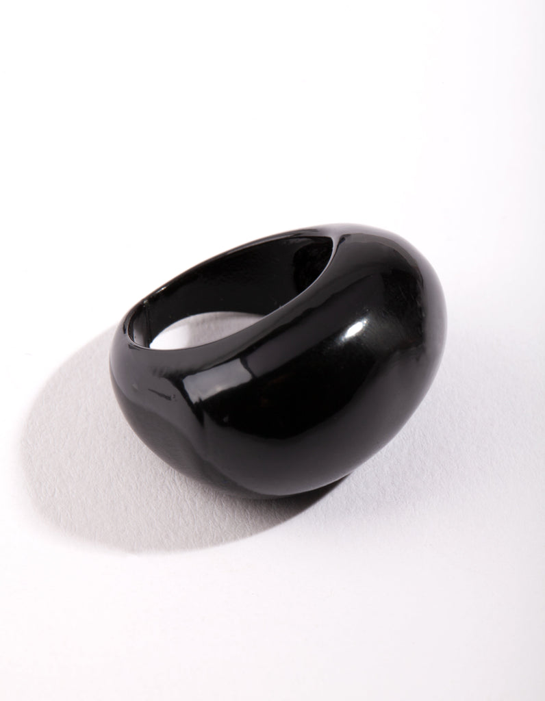 Black Smooth Oval Ring