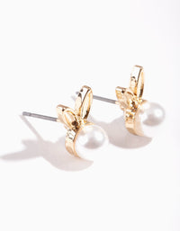 Gold & Pearl Bunny Stud Earrings - link has visual effect only