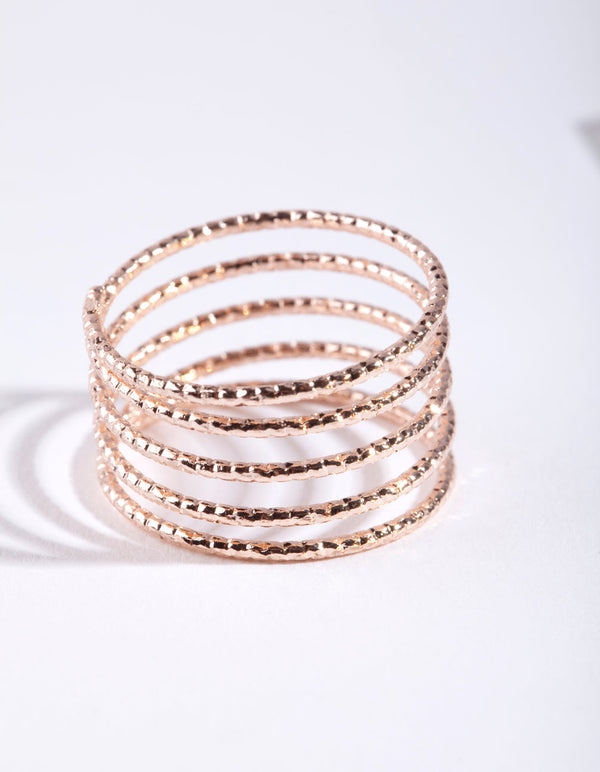 Rose Gold Diamond Cut Spiral Ring