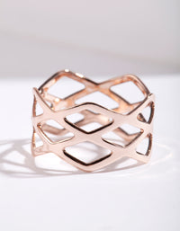Rose Gold Multi Cross Over Ring - link has visual effect only