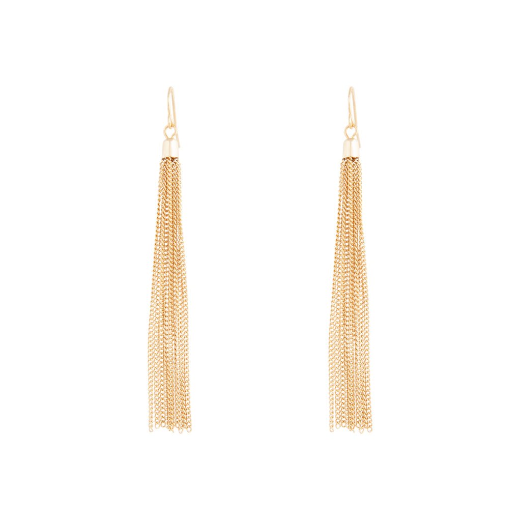 Gold Chain Tassel Drop Earrings