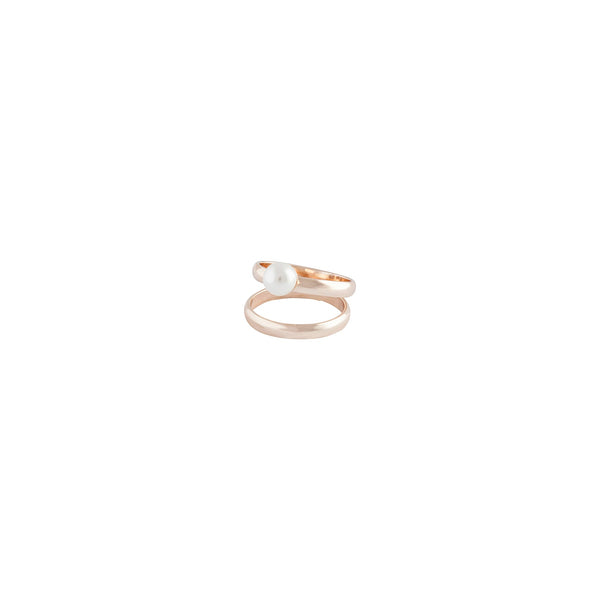 Rose Gold Double Band Pearl Ring