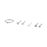 Silver Surgical Steel Mixed Nose Piercing 6-Pack - link has visual effect only