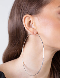 Silver Polished Large Hoop Earrings - link has visual effect only
