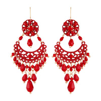 Red Beaded Chandelier Drop Earrings - link has visual effect only