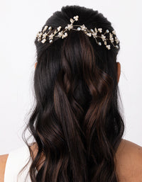 Gold Diamante Flower & Pearly Hair Vine - link has visual effect only
