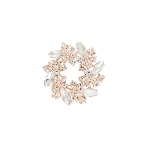 Rose Gold Diamante Leaf Round Brooch | Jewelery | Necklaces | Rings ...
