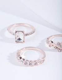Rose Gold Chunky Engagement Ring Stack - link has visual effect only