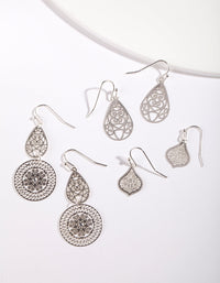 Silver Ornate Earring Pack - link has visual effect only