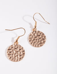 Gold Hammered Disc Drop Earrings - link has visual effect only