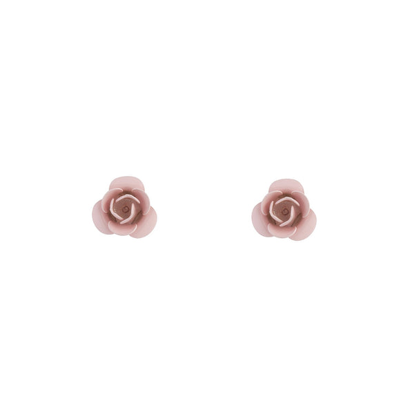 Pink Peach Rose Stud Earrings
