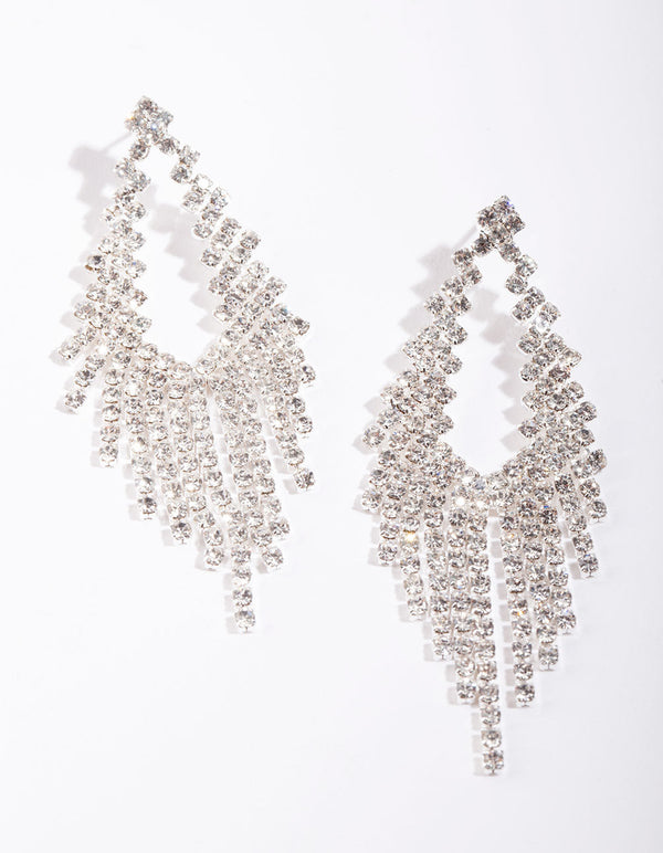Sliver Cascade Cup Chain Earrings