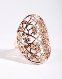 Rose Gold Filigree Shield Ring - link has visual effect only