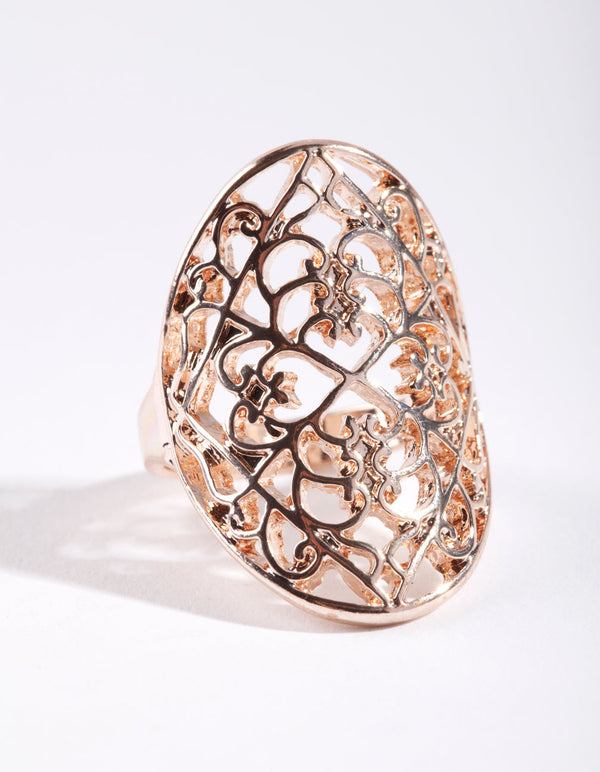 Rose Gold Filigree Shield Ring