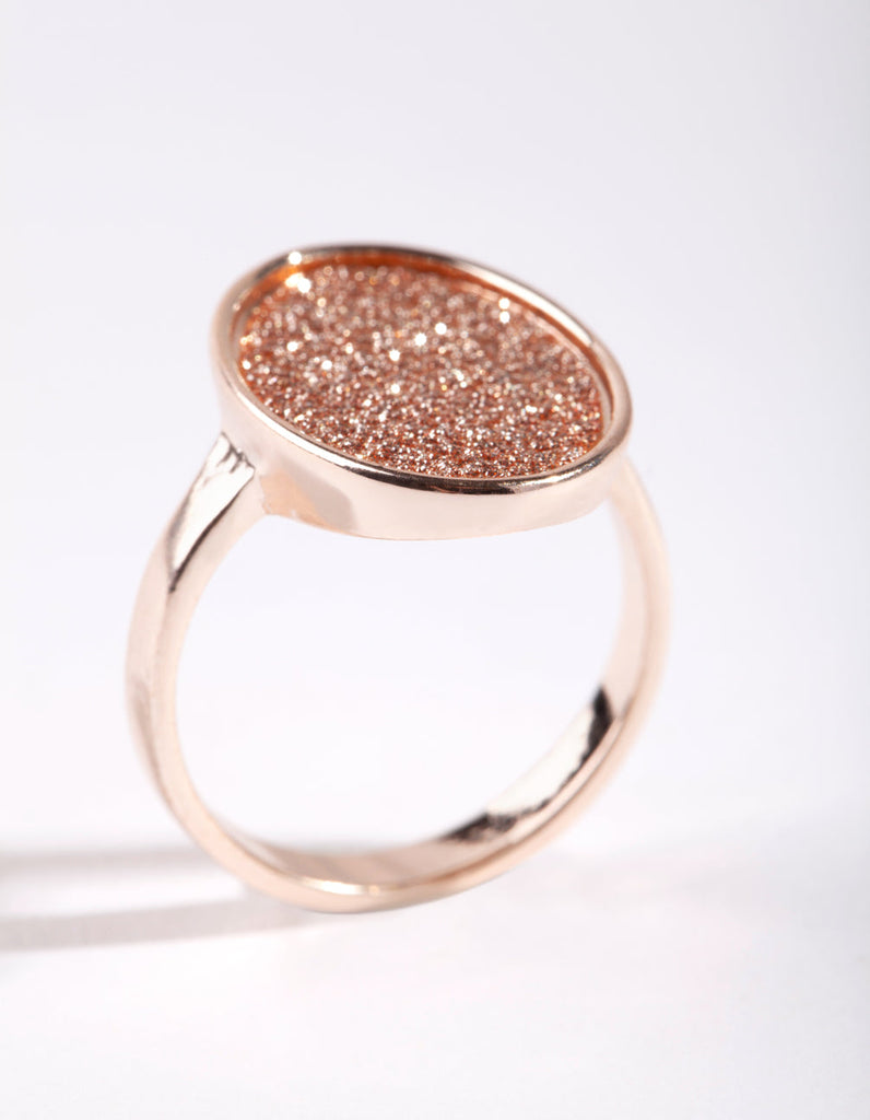 Rose Gold Oval Glitter Paper Ring
