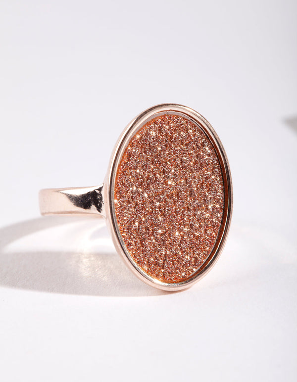 Rose Gold Oval Glitter Paper Ring