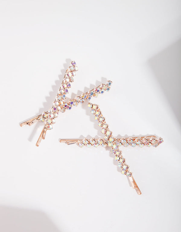 Rose Gold Diamante Reflective Pins 4-Pack