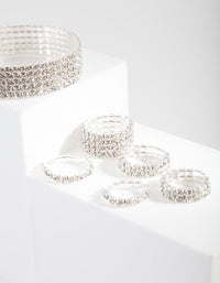 Silver Diamante Cupchain Bracelet & Ring Set - link has visual effect only