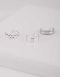Silver Glitter Star Toe Ring Pack - link has visual effect only