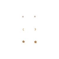 Gold Plated Sterling Silver Sterling Silver Celestial Stud Pack - link has visual effect only