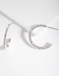Silver Diamante Stud Hoop Earrings - link has visual effect only