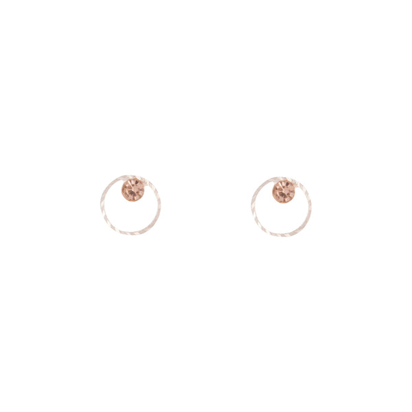 Rose Gold Geometric Circle Diamante Stud Earrings