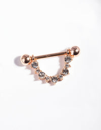 Rose Gold Surgical Steel Diamante Nipple Bar - link has visual effect only