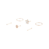 Rose Gold Flower Stud Nose 6-Pack - link has visual effect only