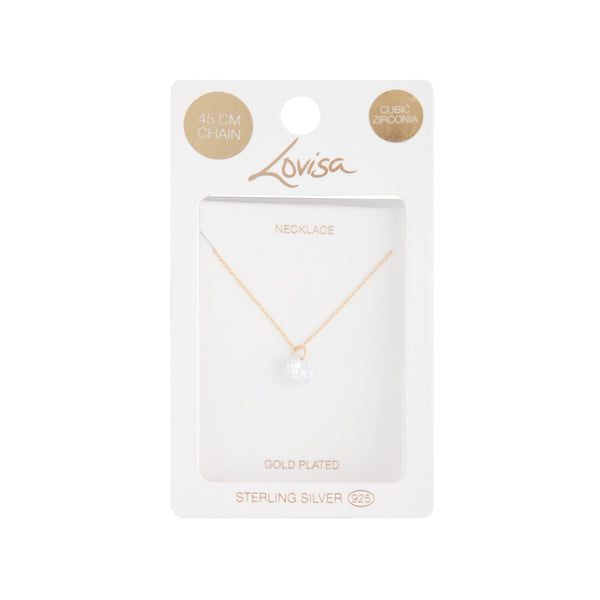 Gold Plated Sterling Silver Cubic Zirconia Carat Pendant Necklace