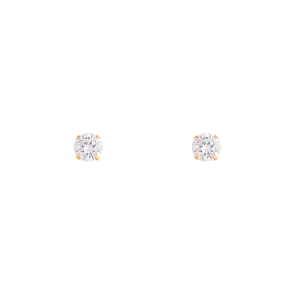 Gold Plated Sterling Silver 1 Carat Cubic Zirconia Stud Earrings