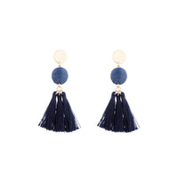 Gold Navy Blue Wrap Ball Earrings - link has visual effect only