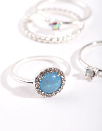 Silver Blue Stone Ring Stack - link has visual effect only
