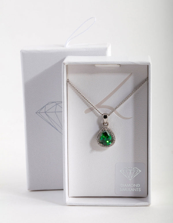 Emerald Pear Teardrop Crystal Necklace