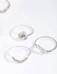 Silver Diamante Point Ring 7-Pack - link has visual effect only