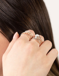 Rose Gold Textured Stone Ring 8-Pack - link has visual effect only