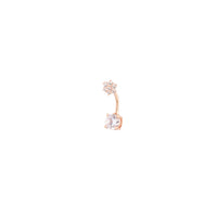 Rose Gold Surgical Steel Double Crystal Flower Belly Bar - link has visual effect only