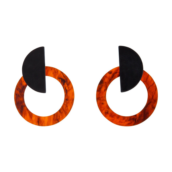 Acrylic Black Circle Crescent Earrings