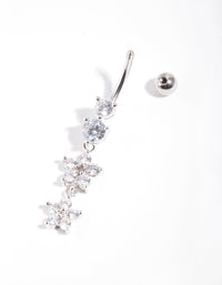 Surgical Steel Double Flower Drop Belly Bar - link has visual effect only