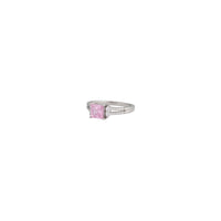 Silver Cubic Zirconia Square Stone Double Band Ring - link has visual effect only