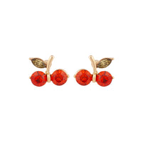 Gold Red Cherry Stud Earrings - link has visual effect only